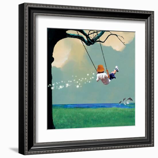 Swinging-Nancy Tillman-Framed Art Print