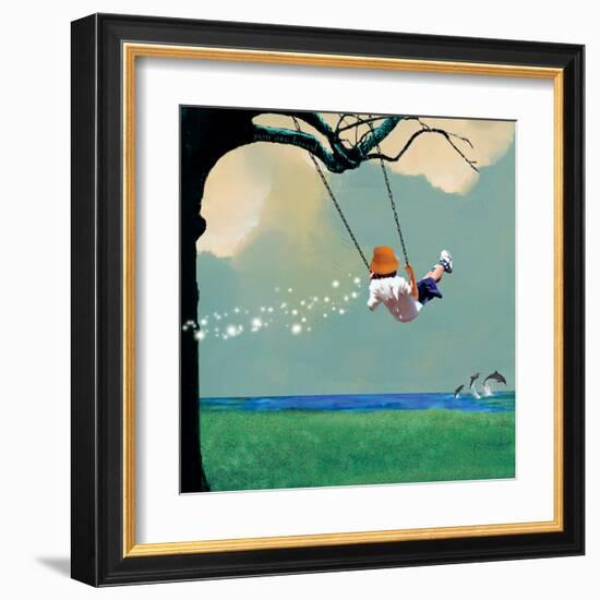 Swinging-Nancy Tillman-Framed Art Print