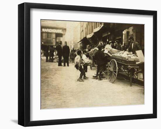 Swiping behind the Cop's Back, Boston, Massachusetts, c.1909-Lewis Wickes Hine-Framed Photo