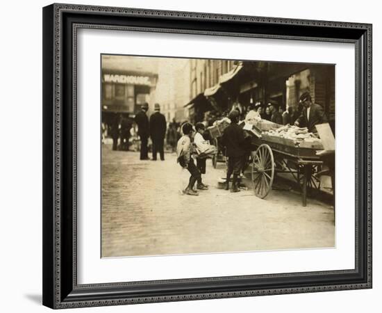 Swiping behind the Cop's Back, Boston, Massachusetts, c.1909-Lewis Wickes Hine-Framed Photo