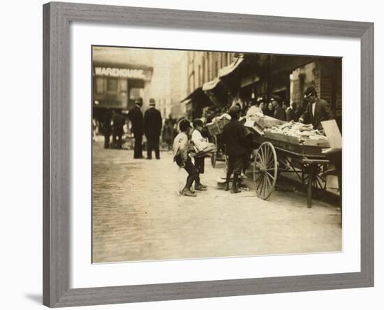 Swiping behind the Cop's Back, Boston, Massachusetts, c.1909-Lewis Wickes Hine-Framed Photo