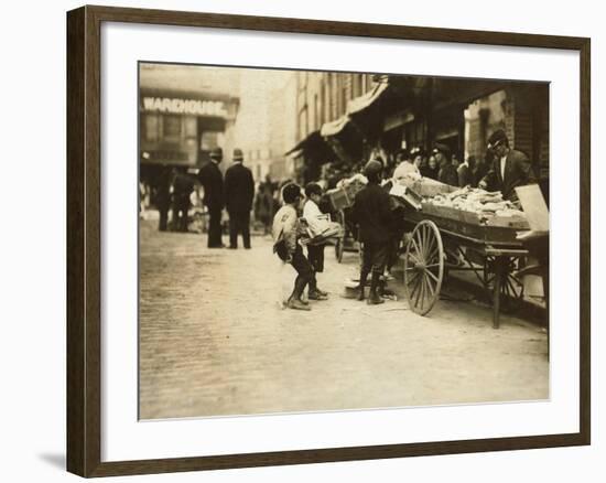 Swiping behind the Cop's Back, Boston, Massachusetts, c.1909-Lewis Wickes Hine-Framed Photo