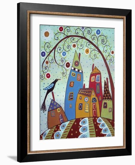 Swirl Tree Bird & Houses-Karla Gerard-Framed Giclee Print