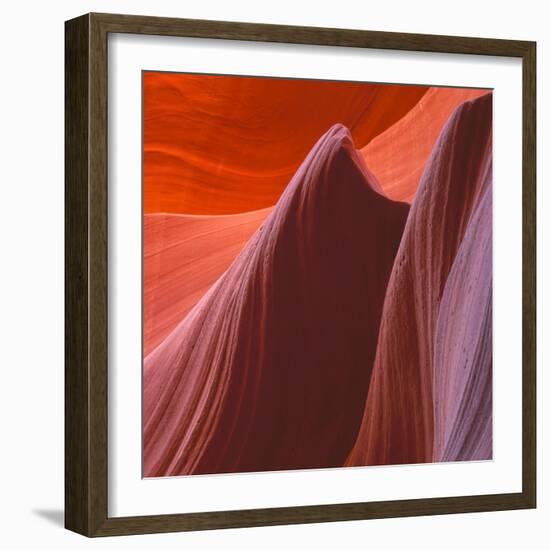 Swirling Sandstone Formations in Lower Antelope Canyon Near Page, Arizona-John Lambing-Framed Photographic Print