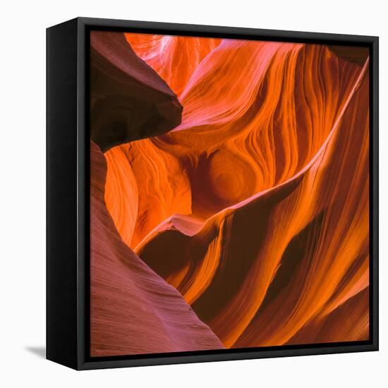 Swirling Sandstone in Lower Antelope Canyon Near Page, Arizona-John Lambing-Framed Premier Image Canvas