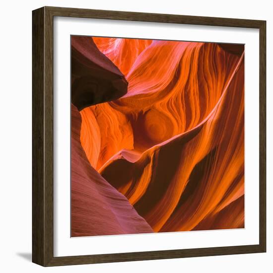 Swirling Sandstone in Lower Antelope Canyon Near Page, Arizona-John Lambing-Framed Photographic Print