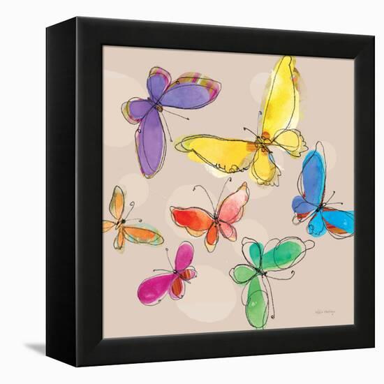 Swirly Butterflies + Neutral Back-Robbin Rawlings-Framed Stretched Canvas