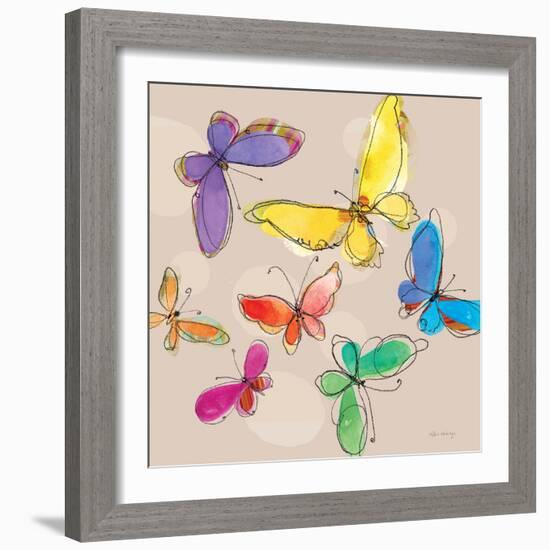 Swirly Butterflies + Neutral Back-Robbin Rawlings-Framed Art Print