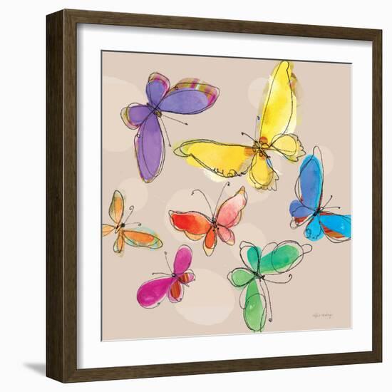 Swirly Butterflies + Neutral Back-Robbin Rawlings-Framed Art Print