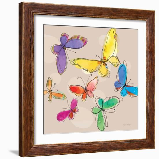 Swirly Butterflies + Neutral Back-Robbin Rawlings-Framed Art Print