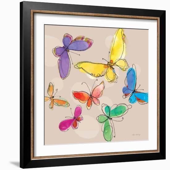 Swirly Butterflies + Neutral Back-Robbin Rawlings-Framed Art Print