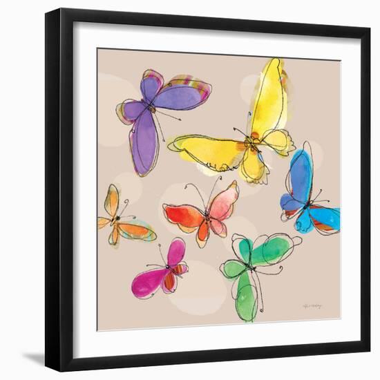 Swirly Butterflies + Neutral Back-Robbin Rawlings-Framed Art Print