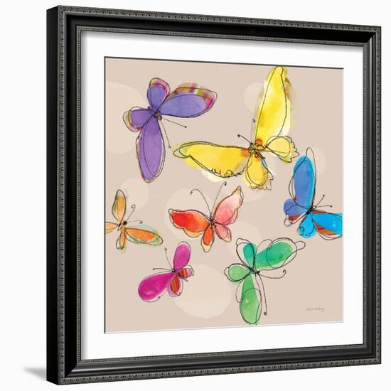 Swirly Butterflies + Neutral Back-Robbin Rawlings-Framed Art Print