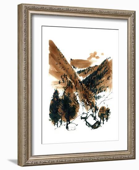 Swiss Alps, 1966, ink drawing-null-Framed Giclee Print