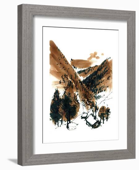 Swiss Alps, 1966, ink drawing-null-Framed Giclee Print