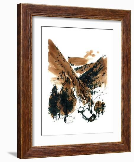 Swiss Alps, 1966, ink drawing-null-Framed Giclee Print