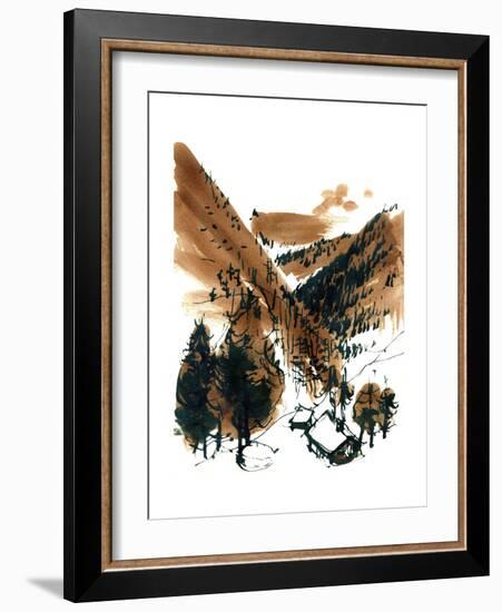 Swiss Alps, 1966, ink drawing-null-Framed Giclee Print