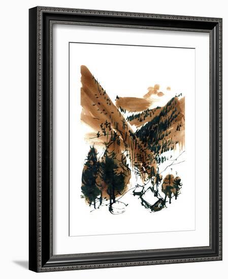 Swiss Alps, 1966, ink drawing-null-Framed Giclee Print