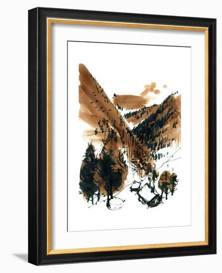 Swiss Alps, 1966, ink drawing-null-Framed Giclee Print