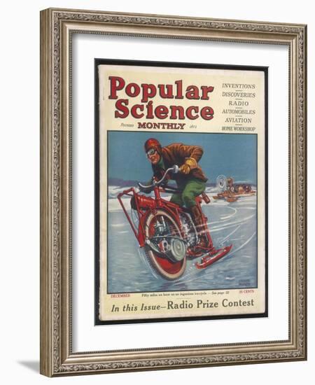 Swiss-American Inventor Thomas Avoskan's Motor Cycle with Skates-Frank Murch-Framed Photographic Print