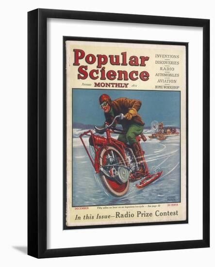 Swiss-American Inventor Thomas Avoskan's Motor Cycle with Skates-Frank Murch-Framed Photographic Print