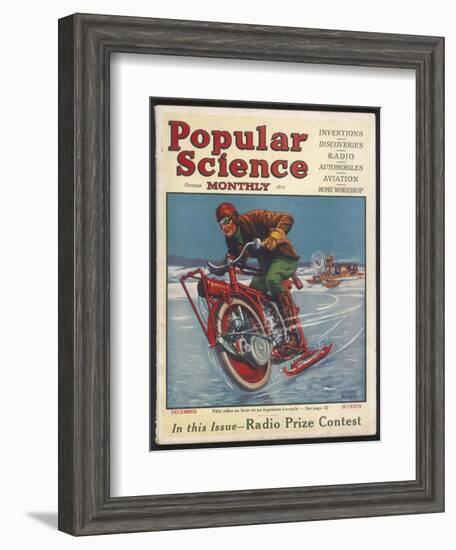 Swiss-American Inventor Thomas Avoskan's Motor Cycle with Skates-Frank Murch-Framed Photographic Print