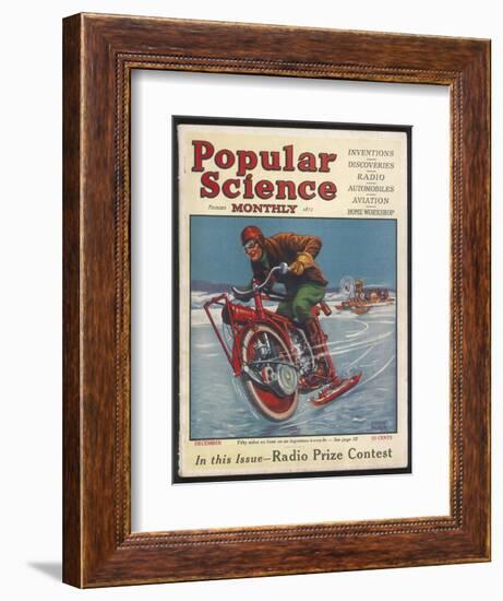 Swiss-American Inventor Thomas Avoskan's Motor Cycle with Skates-Frank Murch-Framed Photographic Print