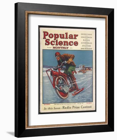 Swiss-American Inventor Thomas Avoskan's Motor Cycle with Skates-Frank Murch-Framed Photographic Print