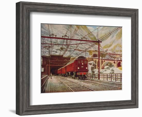 'Swiss Express Leaving The Great St. Gotthard Tunnel', 1926-Unknown-Framed Giclee Print