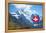 Swiss Flag on the Top of Mannlichen (Jungfrau Region, Bern, Switzerland)-swisshippo-Framed Premier Image Canvas