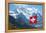 Swiss Flag on the Top of Mannlichen (Jungfrau Region, Bern, Switzerland)-swisshippo-Framed Premier Image Canvas