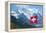 Swiss Flag on the Top of Mannlichen (Jungfrau Region, Bern, Switzerland)-swisshippo-Framed Premier Image Canvas