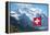 Swiss Flag on the Top of Mannlichen (Jungfrau Region, Bern, Switzerland)-swisshippo-Framed Premier Image Canvas