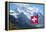 Swiss Flag on the Top of Mannlichen (Jungfrau Region, Bern, Switzerland)-swisshippo-Framed Premier Image Canvas