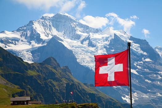 Swiss Flag on the Top of Mannlichen (Jungfrau Region, Bern, Switzerland)'  Photographic Print - swisshippo | Art.com