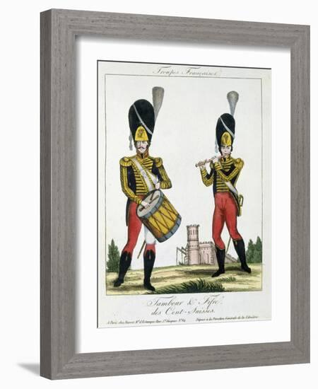 Swiss Guard, Tambour and Fife Players, C.1790 (Colour Litho)-French-Framed Giclee Print