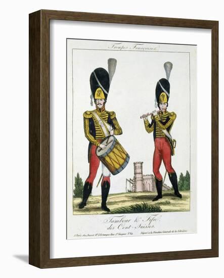 Swiss Guard, Tambour and Fife Players, C.1790 (Colour Litho)-French-Framed Giclee Print