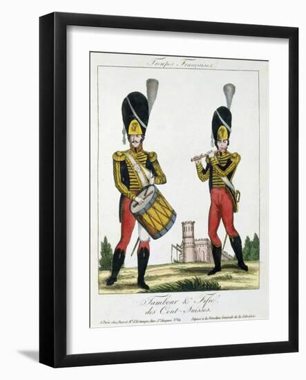 Swiss Guard, Tambour and Fife Players, C.1790 (Colour Litho)-French-Framed Giclee Print