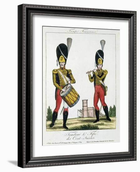 Swiss Guard, Tambour and Fife Players, C.1790 (Colour Litho)-French-Framed Giclee Print