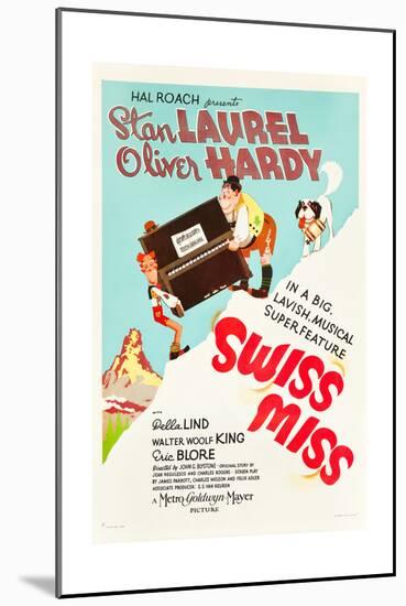 Swiss Miss, Stan Laurel, Oliver Hardy on US poster art, 1938-null-Mounted Premium Giclee Print