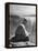 Swiss Psychiatrist Dr. Carl Jung Sitting on Stone Wall Overlooking Lake Zurich-Dmitri Kessel-Framed Premier Image Canvas