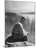 Swiss Psychiatrist Dr. Carl Jung Sitting on Stone Wall Overlooking Lake Zurich-Dmitri Kessel-Mounted Premium Photographic Print