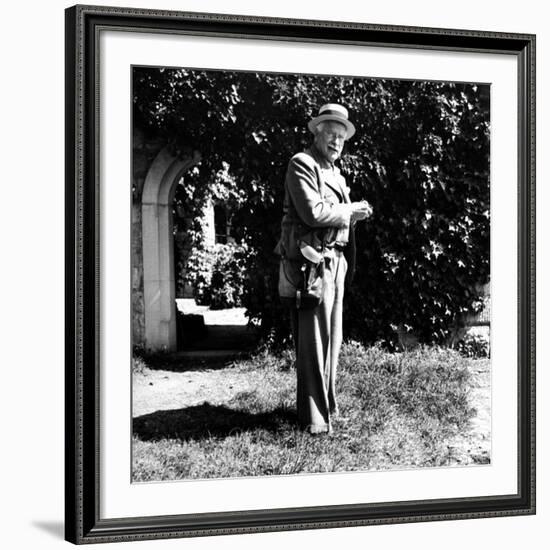 Swiss Psychiatrist Dr. Carl Jung Standing in Garden Outside His Home-Dmitri Kessel-Framed Premium Photographic Print