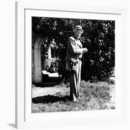 Swiss Psychiatrist Dr. Carl Jung Standing in Garden Outside His Home-Dmitri Kessel-Framed Premium Photographic Print