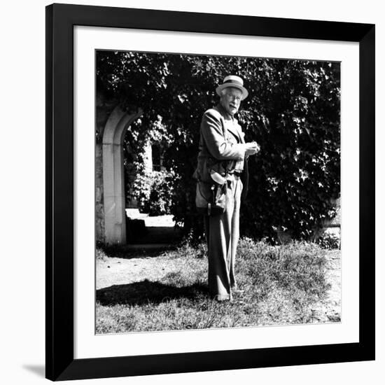 Swiss Psychiatrist Dr. Carl Jung Standing in Garden Outside His Home-Dmitri Kessel-Framed Premium Photographic Print