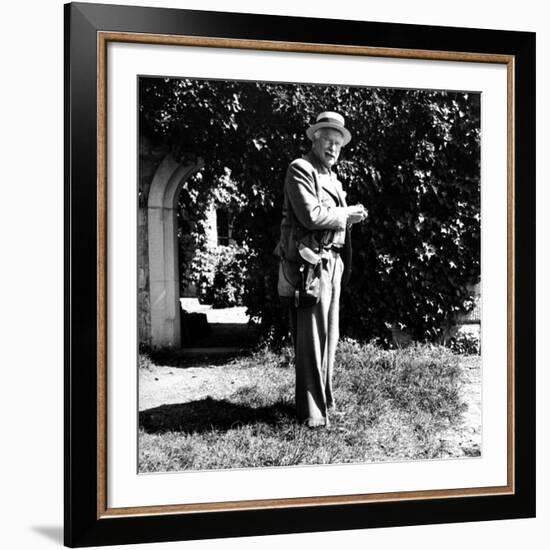 Swiss Psychiatrist Dr. Carl Jung Standing in Garden Outside His Home-Dmitri Kessel-Framed Premium Photographic Print