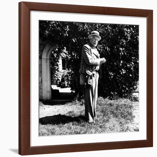 Swiss Psychiatrist Dr. Carl Jung Standing in Garden Outside His Home-Dmitri Kessel-Framed Premium Photographic Print