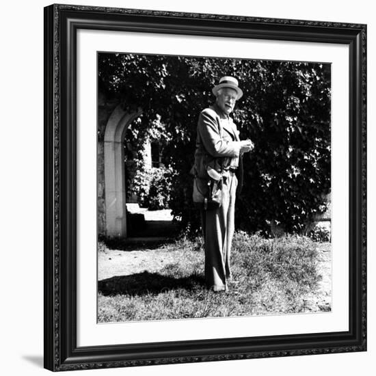 Swiss Psychiatrist Dr. Carl Jung Standing in Garden Outside His Home-Dmitri Kessel-Framed Premium Photographic Print