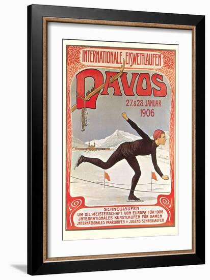 Swiss Speed Skating Poster, Davos-null-Framed Premium Giclee Print