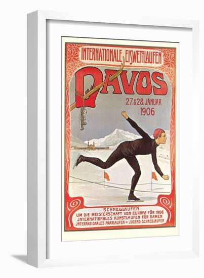 Swiss Speed Skating Poster, Davos-null-Framed Premium Giclee Print